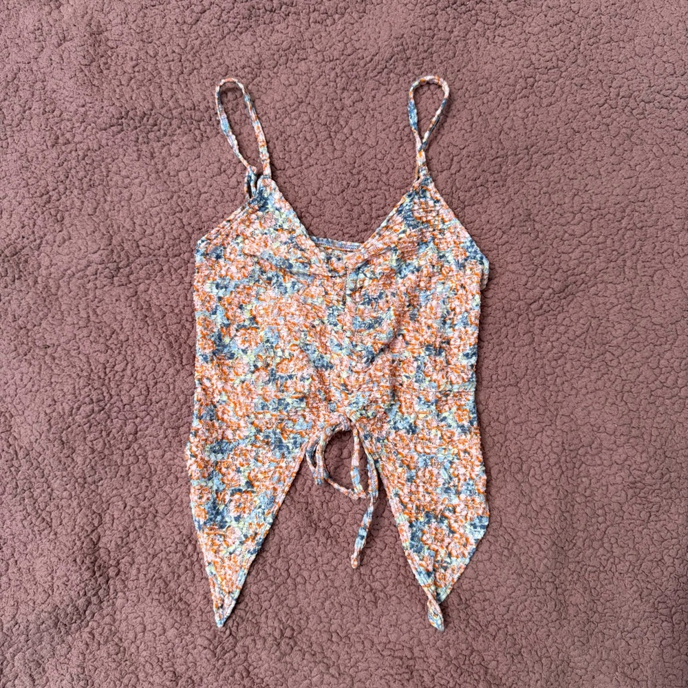American Eagle Outfitters Blue and Orange Floral Camisole
